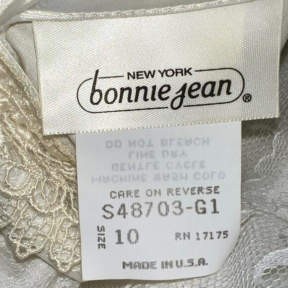 Bonnie Jean Size 10 White Lace Flower Girl Dress - Made in the USA - Picture 3 of 5